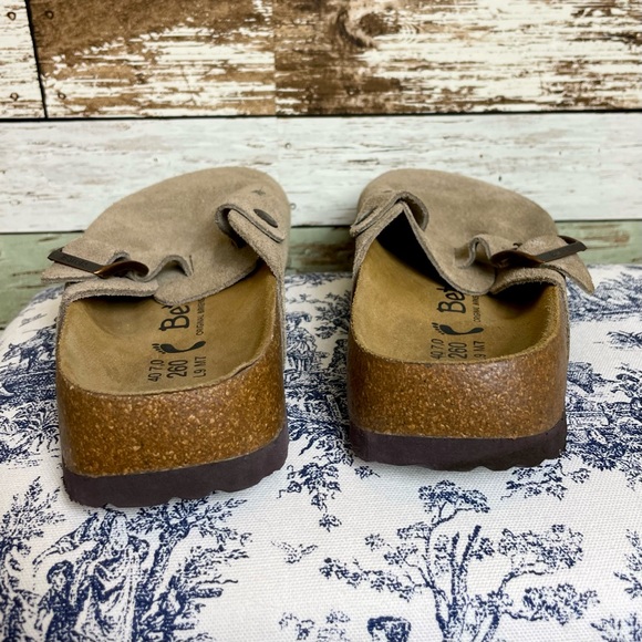 Betula Birkenstock Boston Sandals Taupe Tan Suede Clogs Shoes Women’s Sz 9 Men 7 - Picture 6 of 7